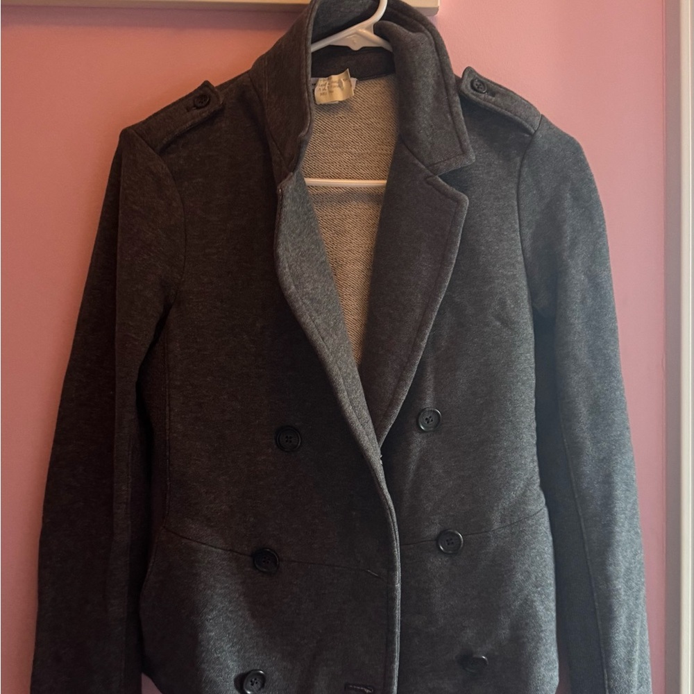 James Perse Charcoal Double-Breasted Peacoat